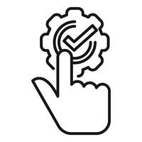 Hand clicking check mark icon line art vector