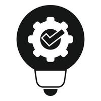 Abstract conceptual idea success icon with light bulb and check mark symbolizing innovation. Solution vector