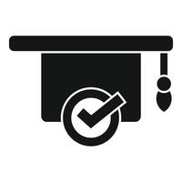 Graduation hat with check mark icon vector