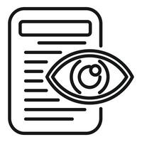 Line art illustration of an eye on a document, symbolizing a vision report vector