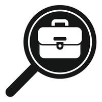 Job search concept icon with magnifying glass and briefcase vector