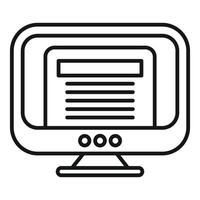 Vintage line art computer monitor icon vector