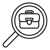 Job search concept with magnifying glass and briefcase icon vector