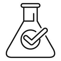 laboratorio matraz con marca de verificación icono vector