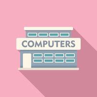 Cartoon computer store icon on pink background vector