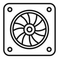 Black and white line art of a pc cooling fan symbol for technology themes vector