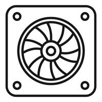 Black and white line art of a pc cooling fan symbol for technology themes vector