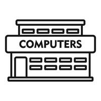 Simple line drawing of a computer store exterior with a sign vector