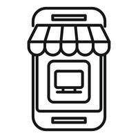 Line art icon of online storefront vector