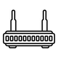 Simplified line drawing of a modern wireless internet router with two antennas vector