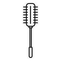 Black and white line art of a round hairbrush vector