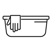 Line drawing of hand washing clothes in basin vector