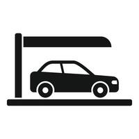 Car under carport silhouette icon vector