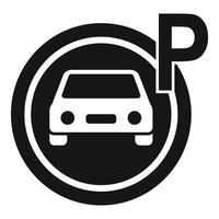 Parking sign icon in black and white vector