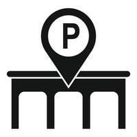 Simplified black and white parking icon with a location pin vector