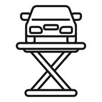 Car on hydraulic lift line icon vector