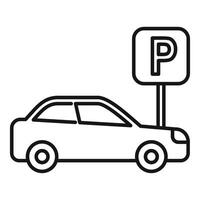 Line art illustration of car and parking sign vector