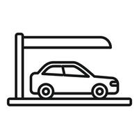 Line art icon of car under shelter vector