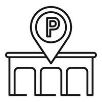 Parking location icon over car park line art vector