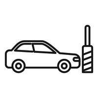 Black and white icon of a car beside a tire inflator vector