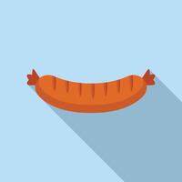 Cartoon grilled sausage icon on blue background vector