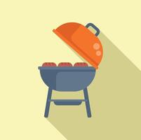 Cartoon bbq grill with sizzling meat illustration vector