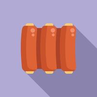 Four cartoon sausages on purple background vector