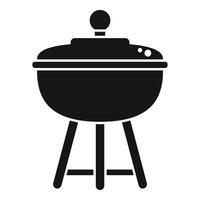 Simple black silhouette of a traditional charcoal barbecue grill vector