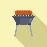 Cartoon barbecue grill with sausage vector