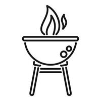 Line art barbecue grill icon vector