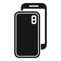 illustration of a black smartphone with a blank screen in a simple icon style vector