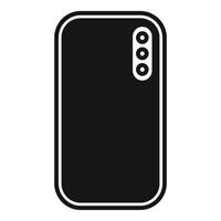 Simplified black and white icon of a smartphone's back side with camera lenses vector