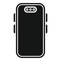 Simplified black icon of a modern smartphone with camera and buttons vector