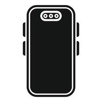 Simplified black icon of a modern smartphone with camera and buttons vector