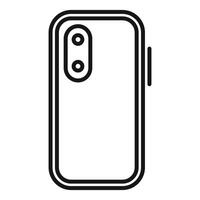 Black and white line art of a modern smartphone with dual camera vector