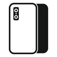 Black and white graphic of a contemporary smartphone design with dual camera vector