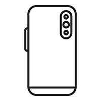 Simple line art illustration of a modern smartphone with camera lenses vector