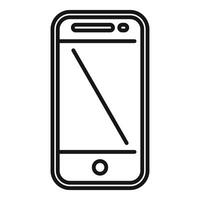 Minimalist black and white line drawing of a modern smartphone icon vector