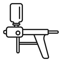 Black and white line art illustration of a manual caulking gun vector