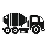 Black icon of a cement mixer truck for easy use in constructions designs vector