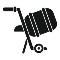 Black silhouette of hand truck with barrel vector