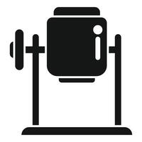 Black isolated icon of a weight bench with a barbell, representing exercise equipment vector