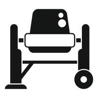 Black and white icon of a cement mixer, suitable for construction graphics vector