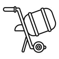 Hand truck with barrel line icon vector