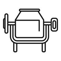 Black outline icon of a concrete mixer for industrial design use vector