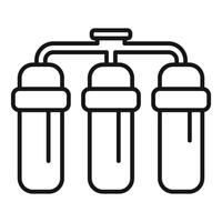 Outline icon of a threestage water filtration system for clean water concepts vector