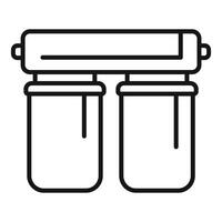 Black and white line art icon representing a water filter system vector