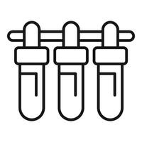 Simple line art illustration of three test tubes in a rack on a white background vector
