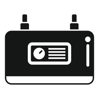 Black and white icon of a vintage radio, perfect for nostalgic designs