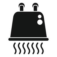 Black icon of a hot steam iron vector